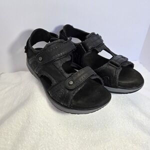 SAS Mens Size 12 Maverick Comfort Sport Sandals Hook And Loop Leather Black